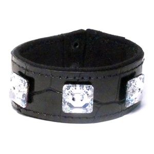 Leather Bracelet with Swarovski Crystals